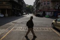 A near empty street during a lockdown in Mumbai on April 27.