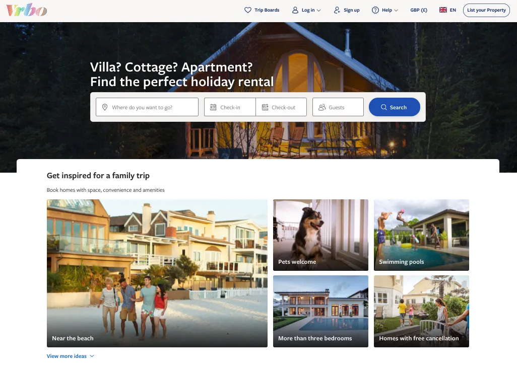 The&nbsp;Vrbo website.