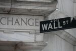 A Wall Street sign near the New York Stock Exchange in New York