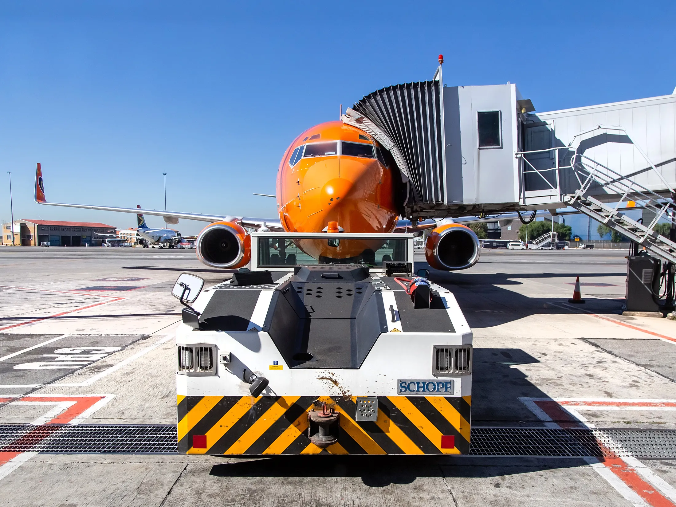 Plane waiting on tarmac at international airport