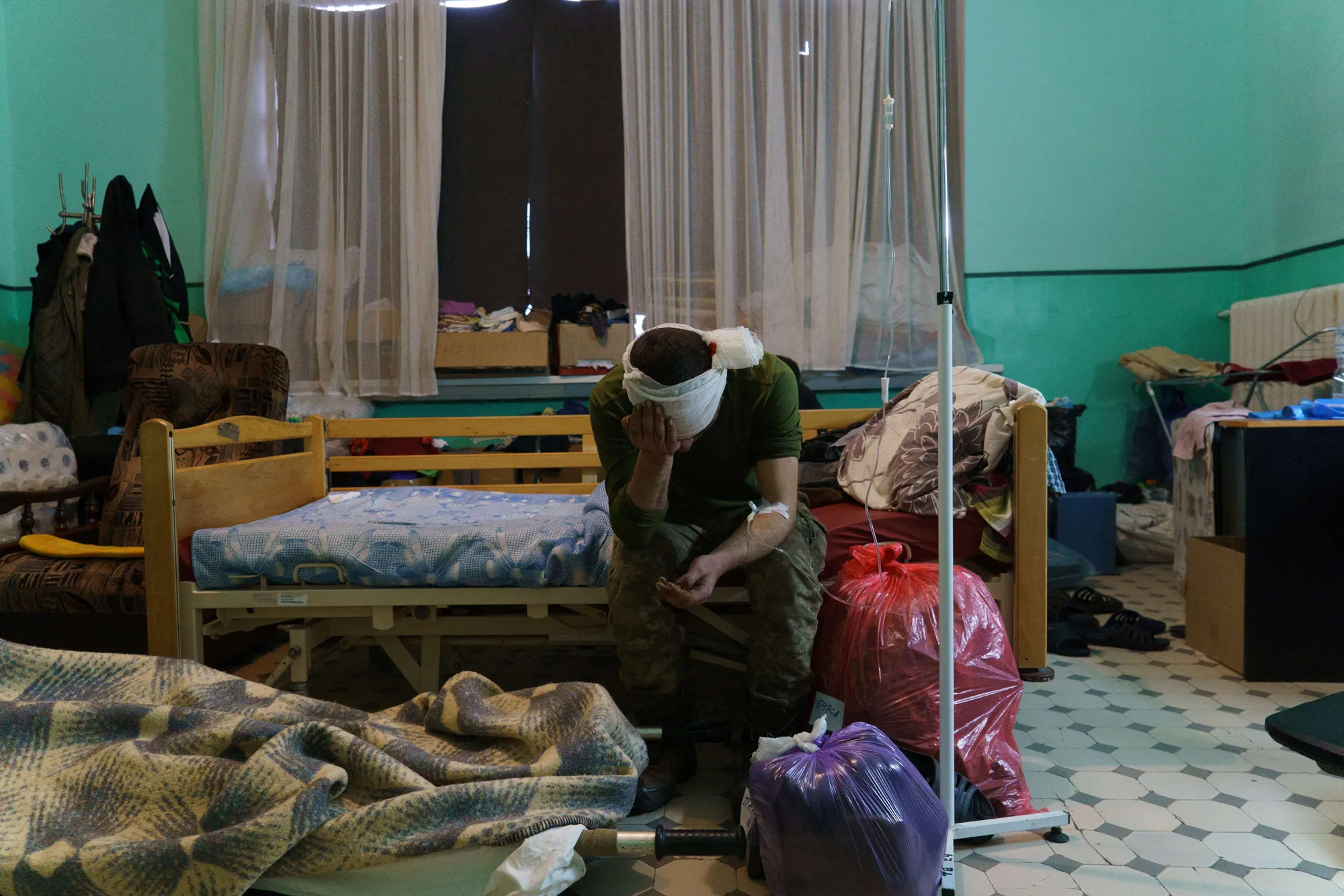 A wounded soldier at a military hospital in Zaporizhzhya, Ukraine, in March.