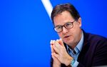 Nick Clegg speaks during an innovation conference in Munich in Jan. 2020.