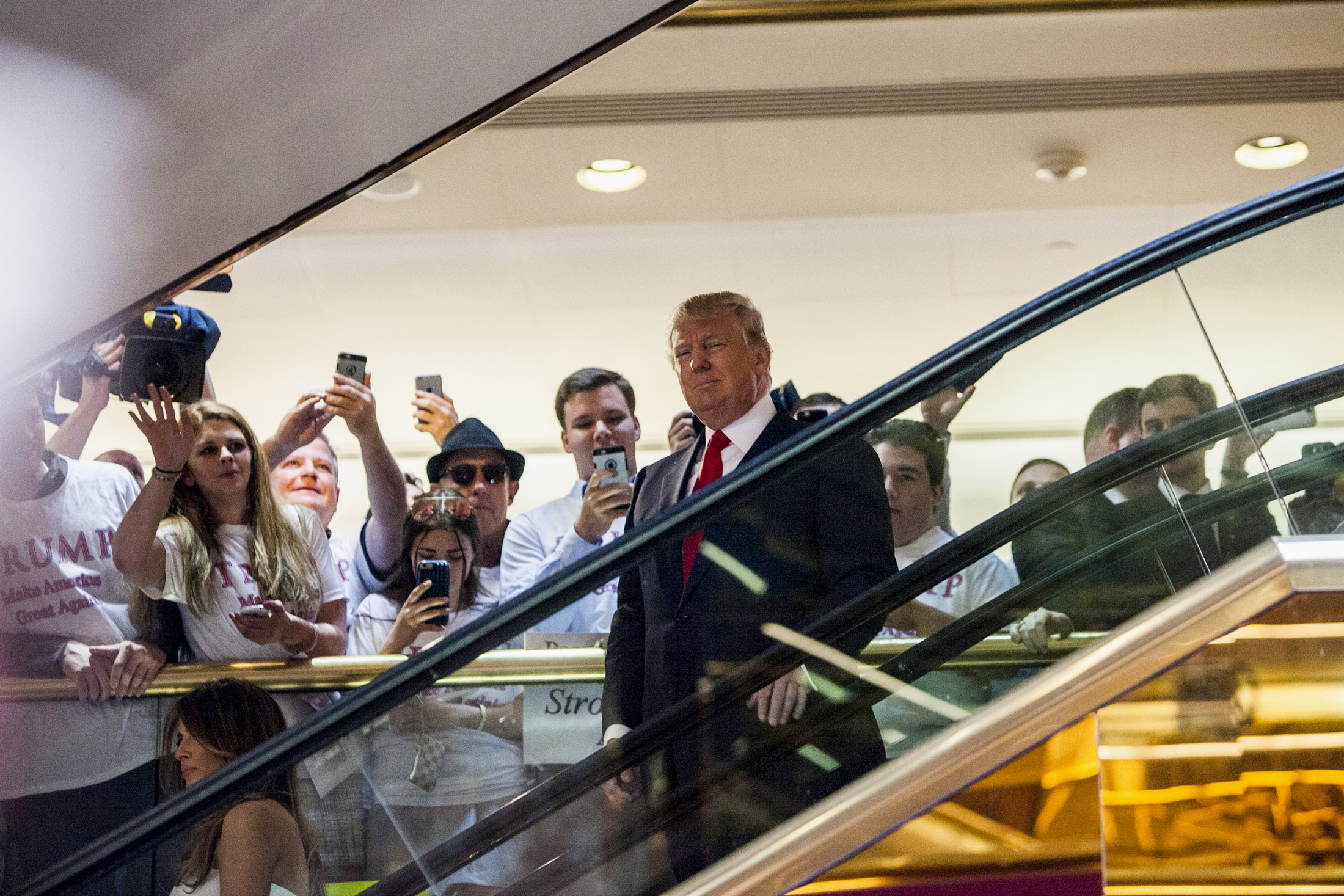 Donald Trump arrives at a press event where he announced his candidacy for the US presidency at Trump Tower in New York on June 16, 2015.