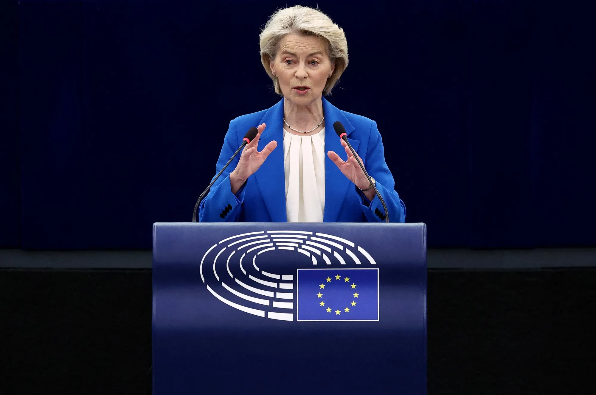 European Commission President Ursula von der Leyen&nbsp;at the European Parliament in Strasbourg, on Jan. 21.