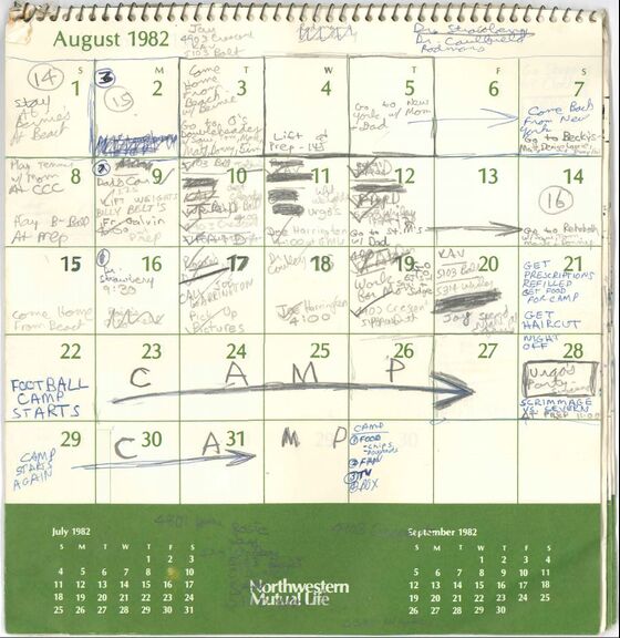 Kavanaugh’s High School Calendar Lists Movies, Camp and Grounding