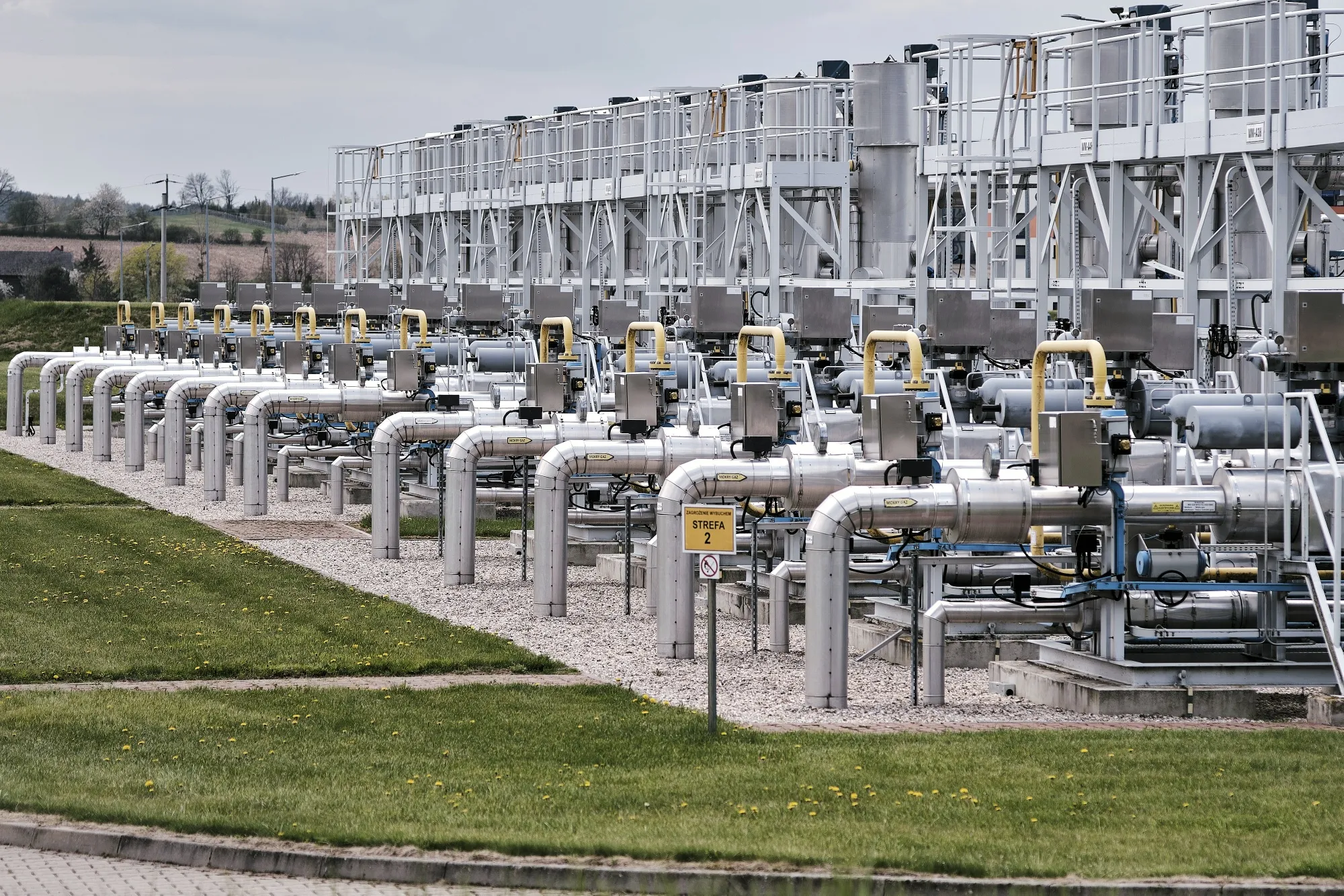 Pipework at the Wierzchowice Underground Gas Storage Facility in Wierzchowice, Poland.