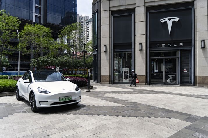 A Tesla showroom in Shanghai.