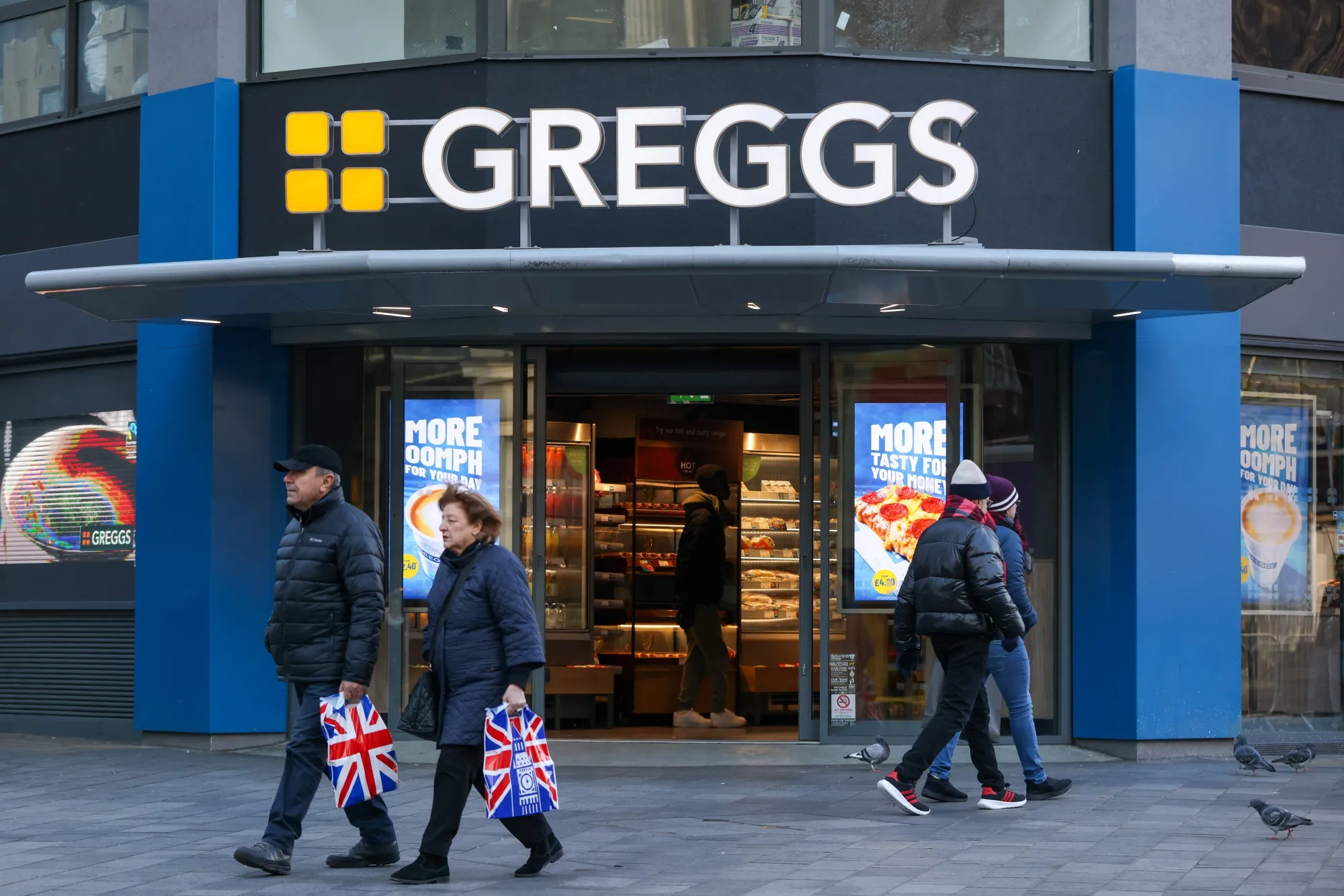A Greggs Plc bakery store in Leicester Square, London.