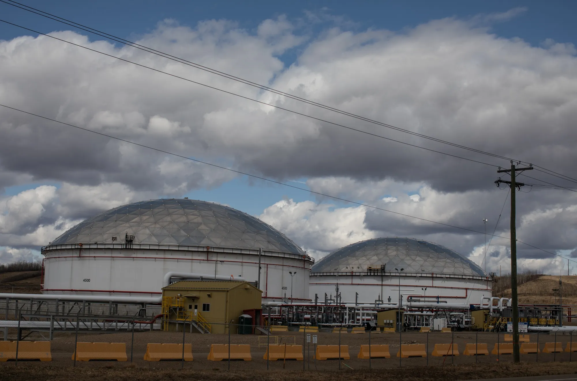 Husky Midstream oil storage containers at Hardisty terminal in Hardisty, Alberta.