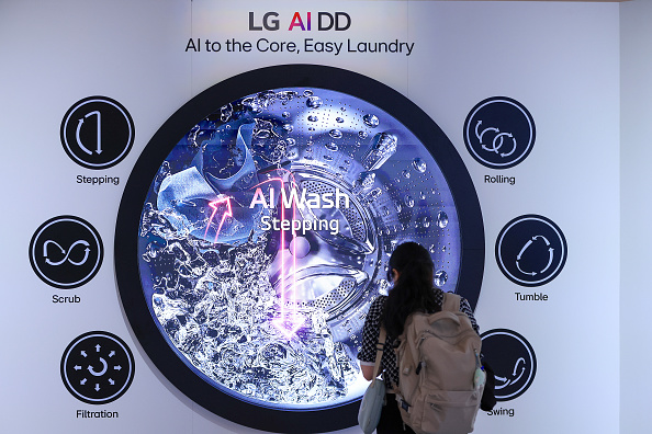 An image demonstrating an AI washing cycle on display at the LG Electronics AI Home booth at the IFA Consumer Electronics and Home Appliances trade fair in Berlin, Germany, on Friday, Sept. 5, 2025. The technology show runs until Sept. 9.