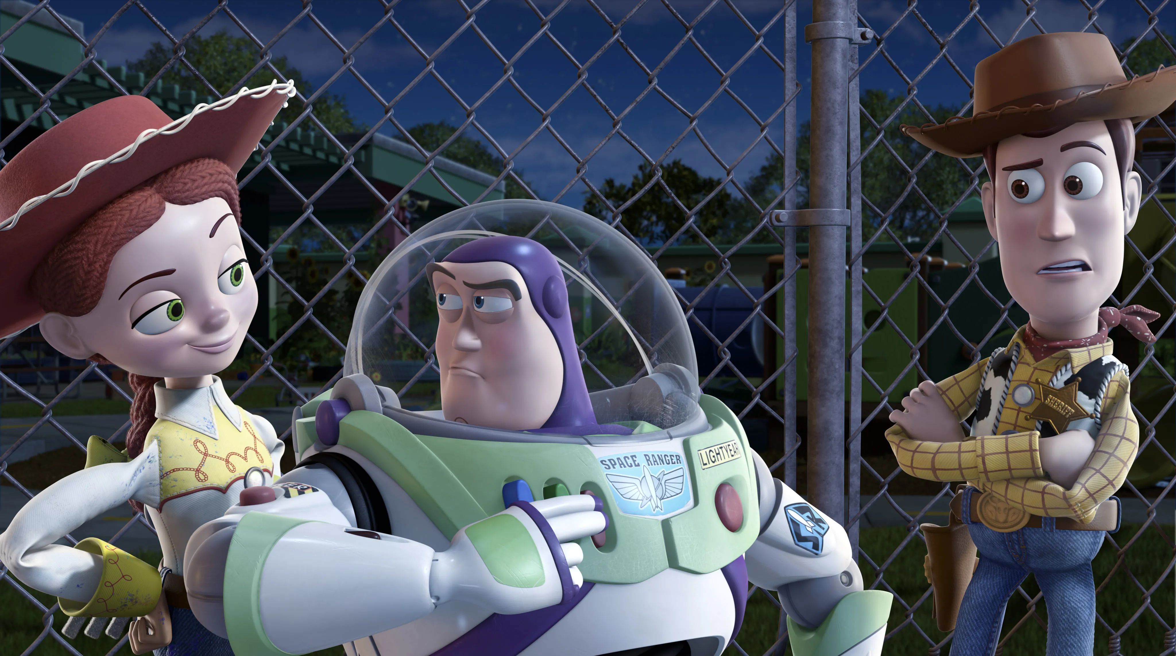 From left, the animated characters Jessie, Buzz Lightyear, and Woody in 2010’s Toy Story 3.
