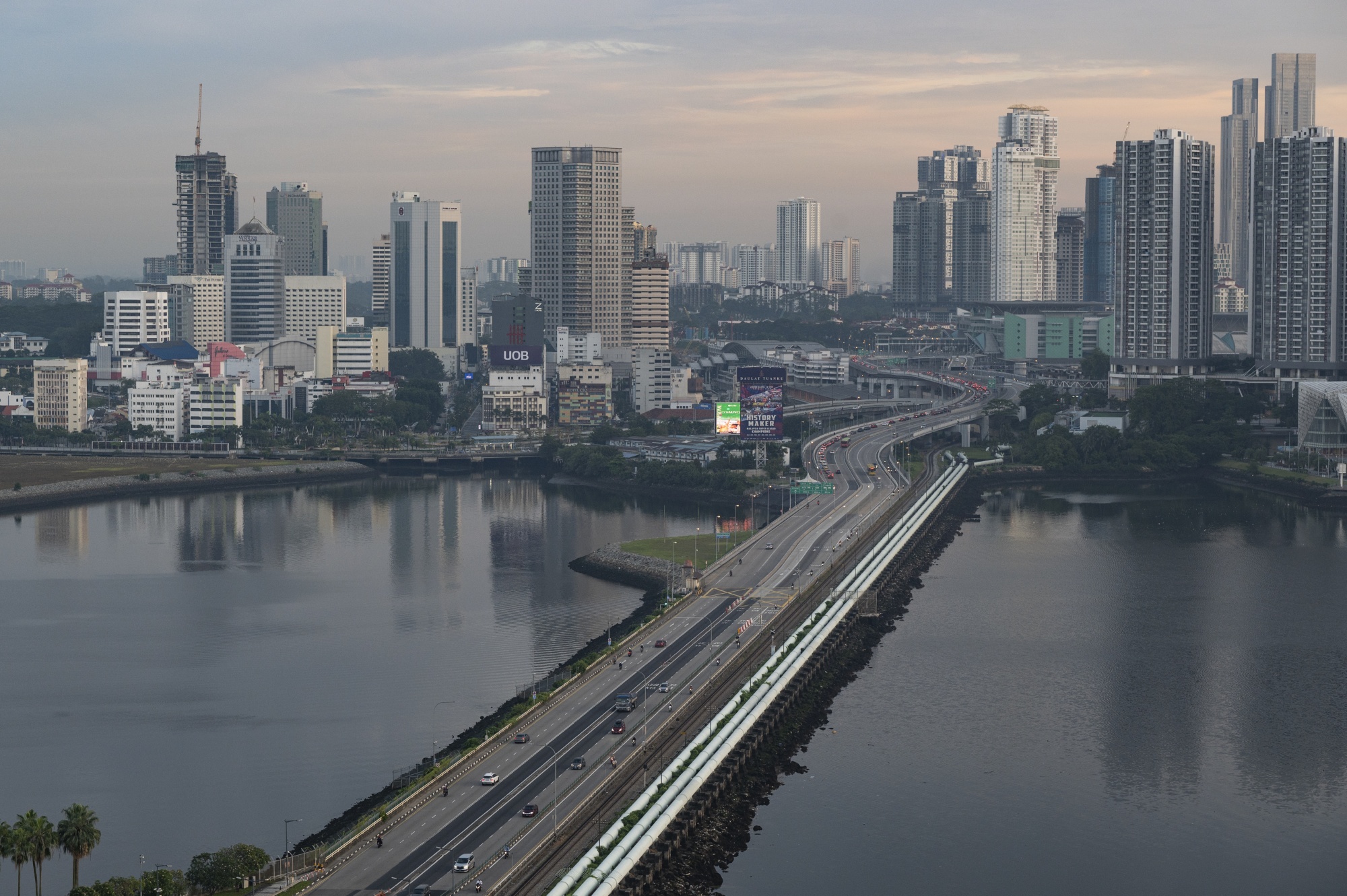 The Johor–Singapore Causeway and Shoppers in Johor Bahru