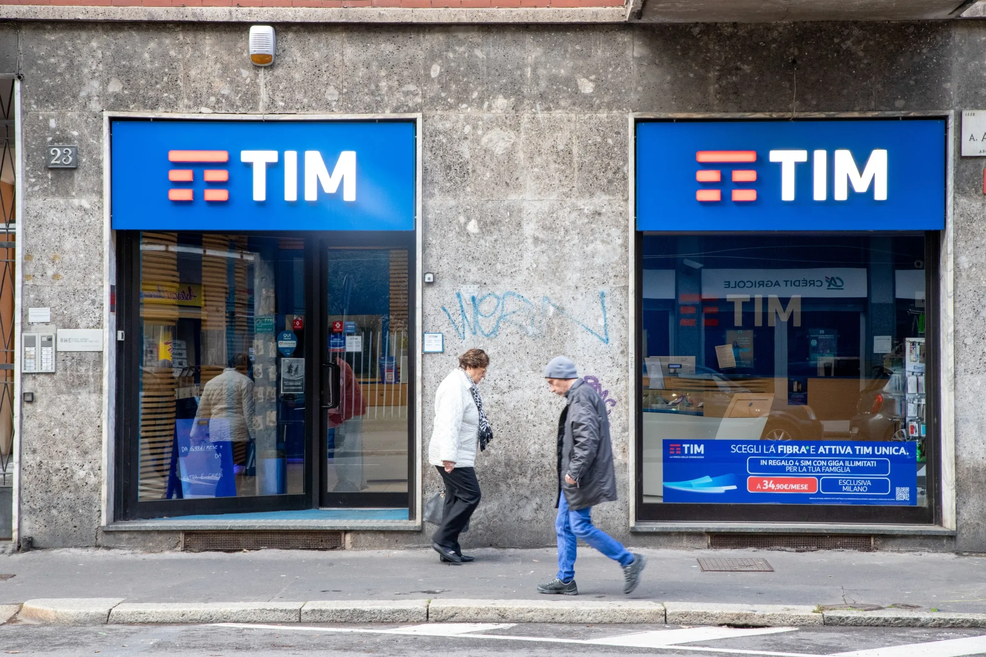 A TIM mobile phone shop in Milan, Italy.