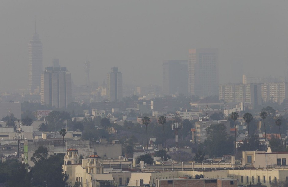 Smog shrouds the Mexico City skyline in March, 2016.