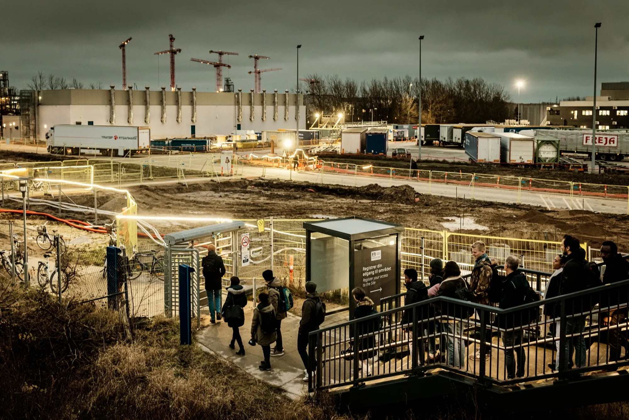 Commuters&nbsp;exit the new Kalundborg East Station, which serves the Novo Nordisk&nbsp;production complex&nbsp;in Kalundborg,&nbsp;on&nbsp;Dec. 11.
