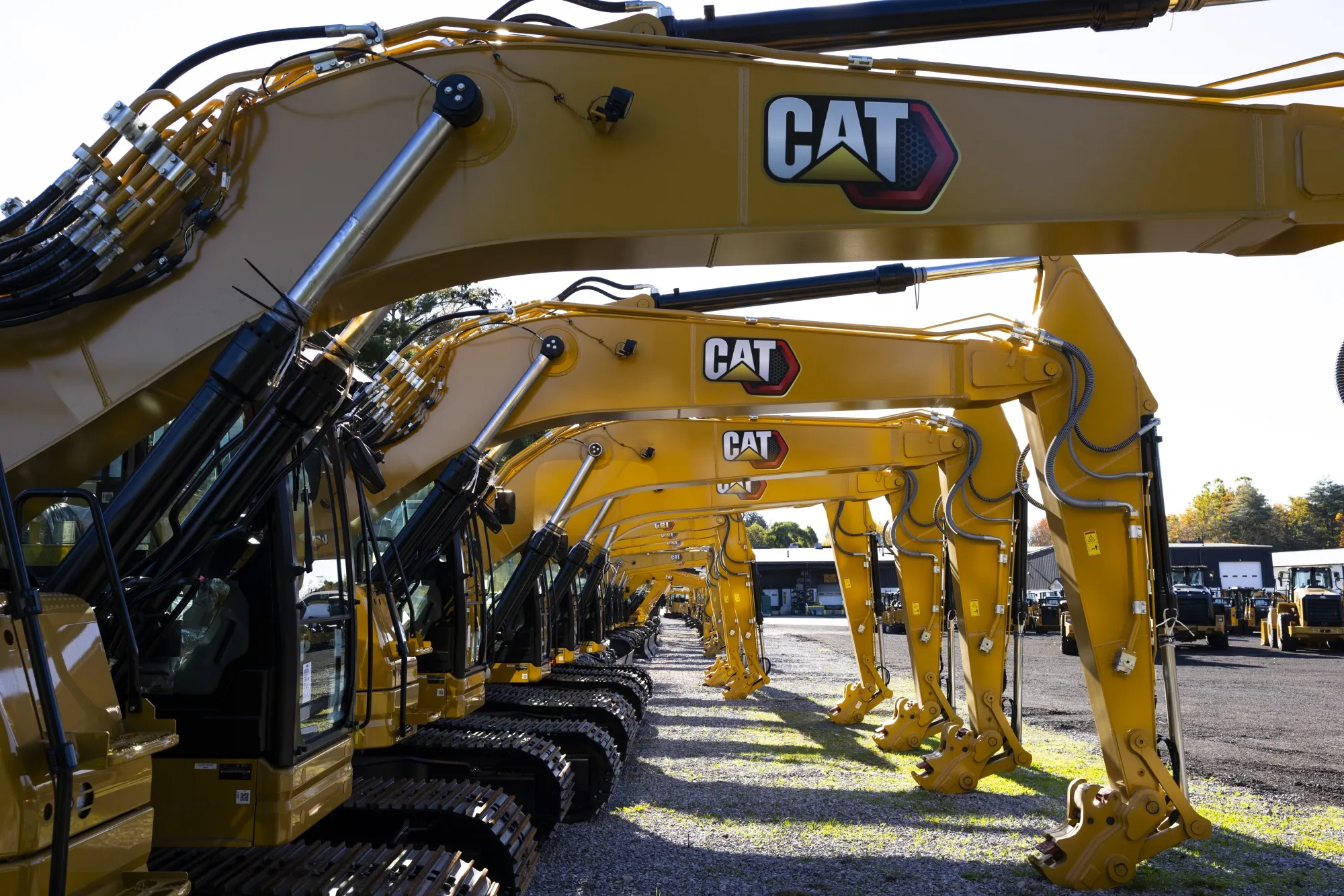 Caterpillar machinery for sale at a dealership in Poughkeepsie, New York, US.
