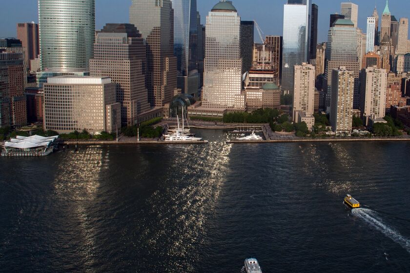 Aerials Of New York And New Jersey Infrastructure As Stocks Rally With Gold, Dollar Falls On Fed Rate View