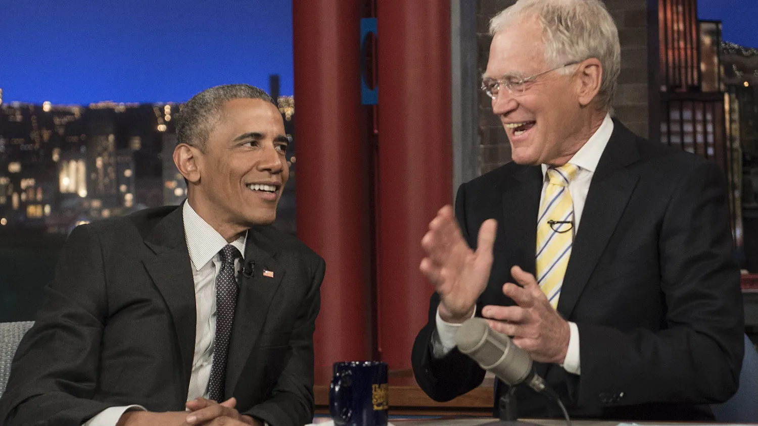 US President Barack Obama tapes an appearance on the 'Late Show with David Letterman' in New York on May 4, 2015.
