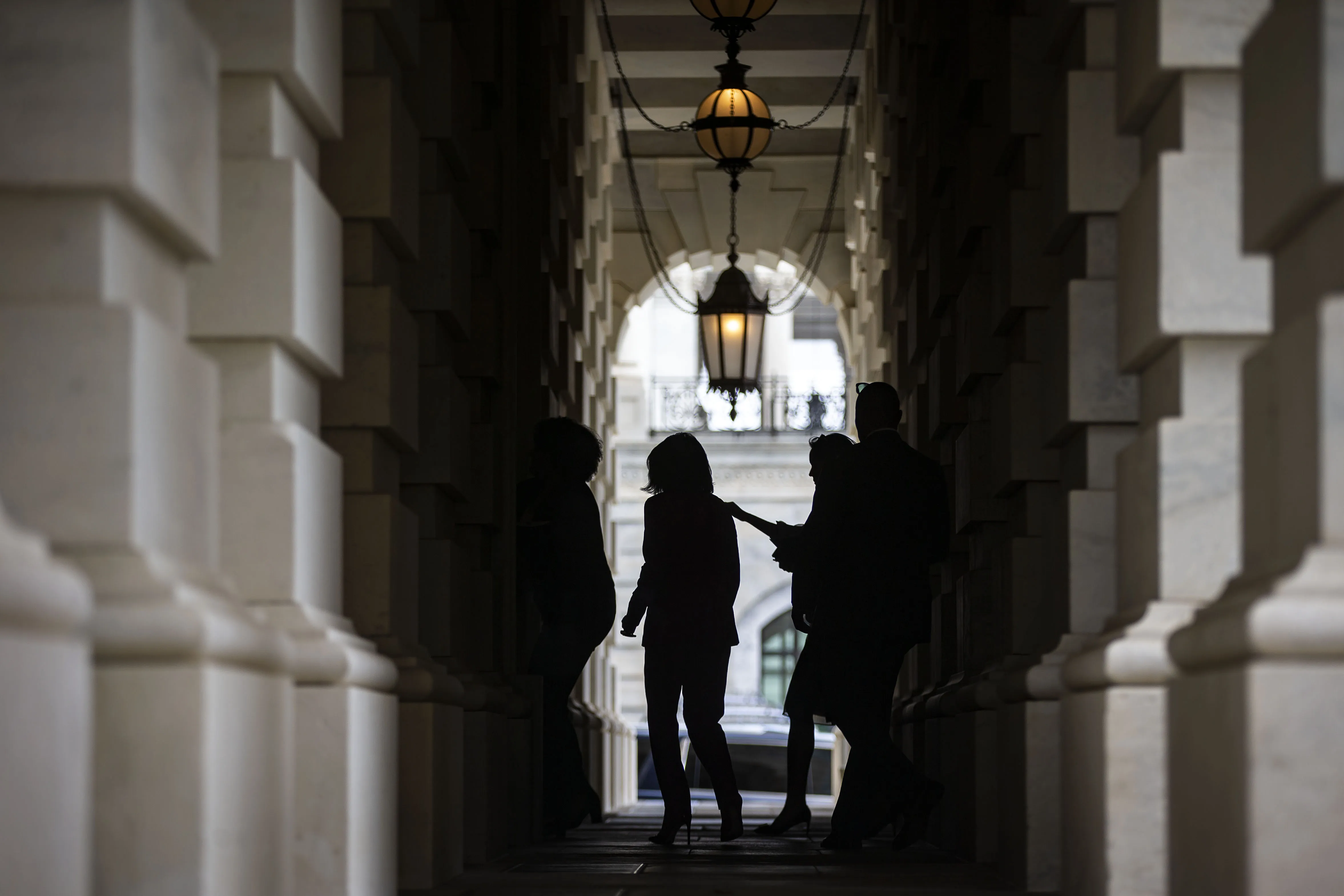 The silhouette of House Minority Leader Nancy Pelosi.