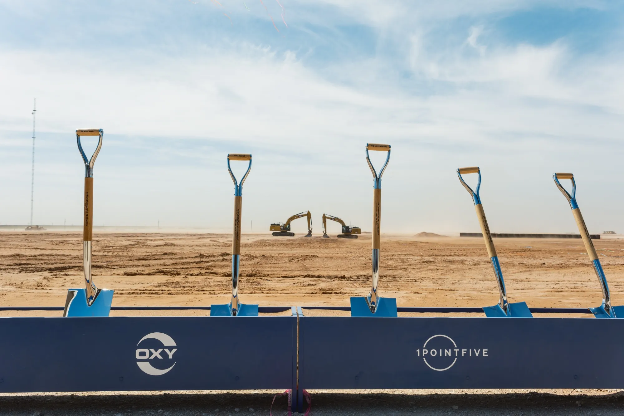 A groundbreaking ceremony at the Occidental Petroleum and 1PointFive Direct Air Capture (DAC) plant in Ector County, Texas, on April 28.