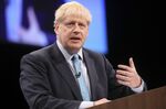 Boris Johnson delivers his keynote speech on the closing day of the annual Conservative Party conference in Manchester on Oct. 2, 2019.