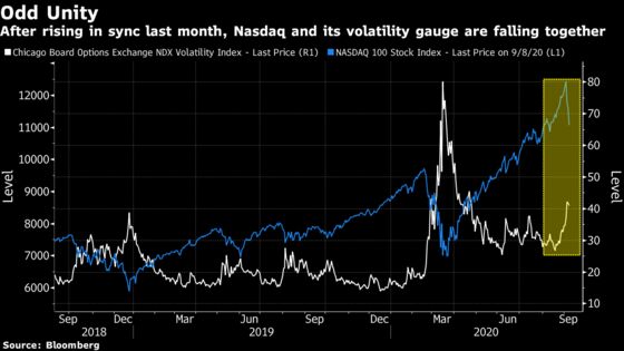 Drop in Nasdaq Volatility Index Is Latest Sign of Options Froth