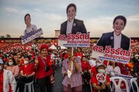 Pheu Thai party supporters at a rally in Bangkok, Thailand, on April 5.