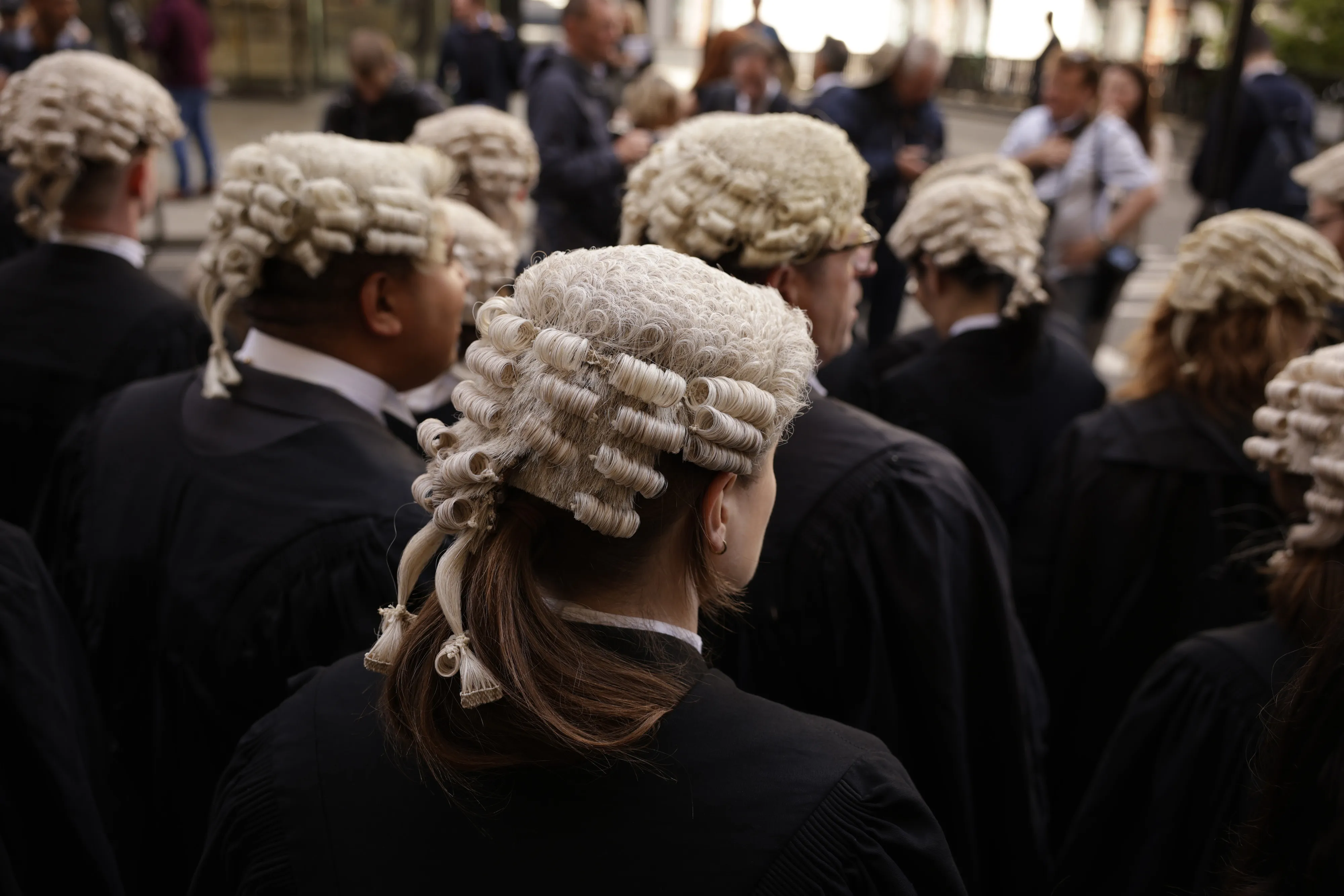 Criminal lawyers protest outside the Old Bailey law courts in central London, in&nbsp;June.