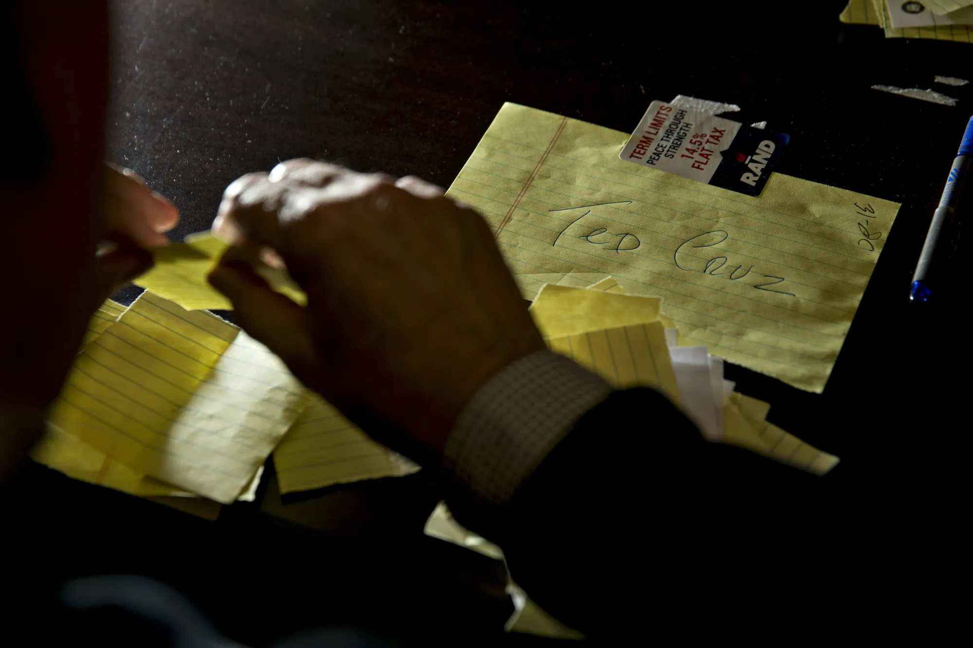 Paper ballot votes during the Iowa caucus in 2016.