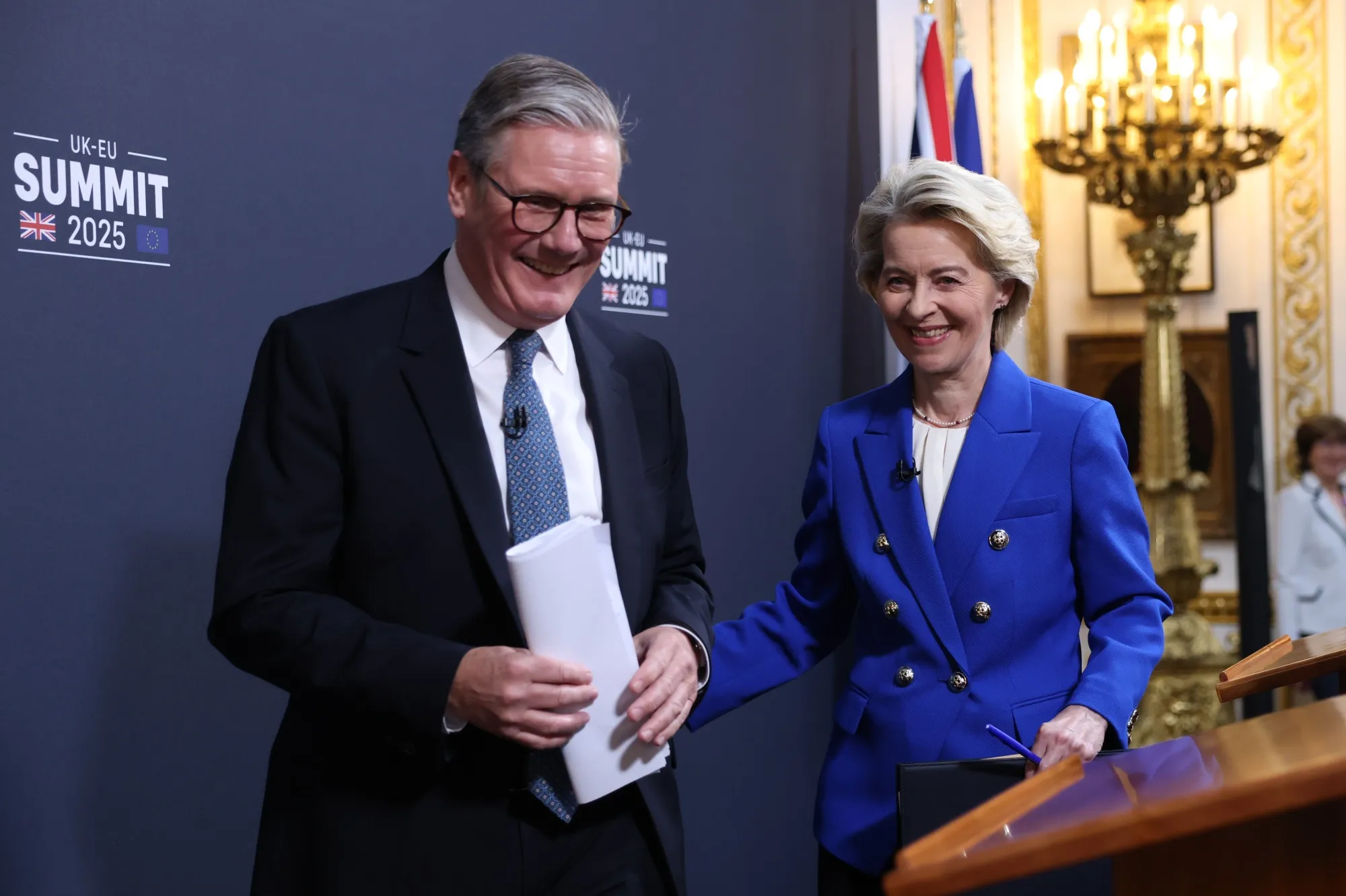 UK Prime Minister Keir Starmer and Ursula von der Leyen, president of the European Commission.