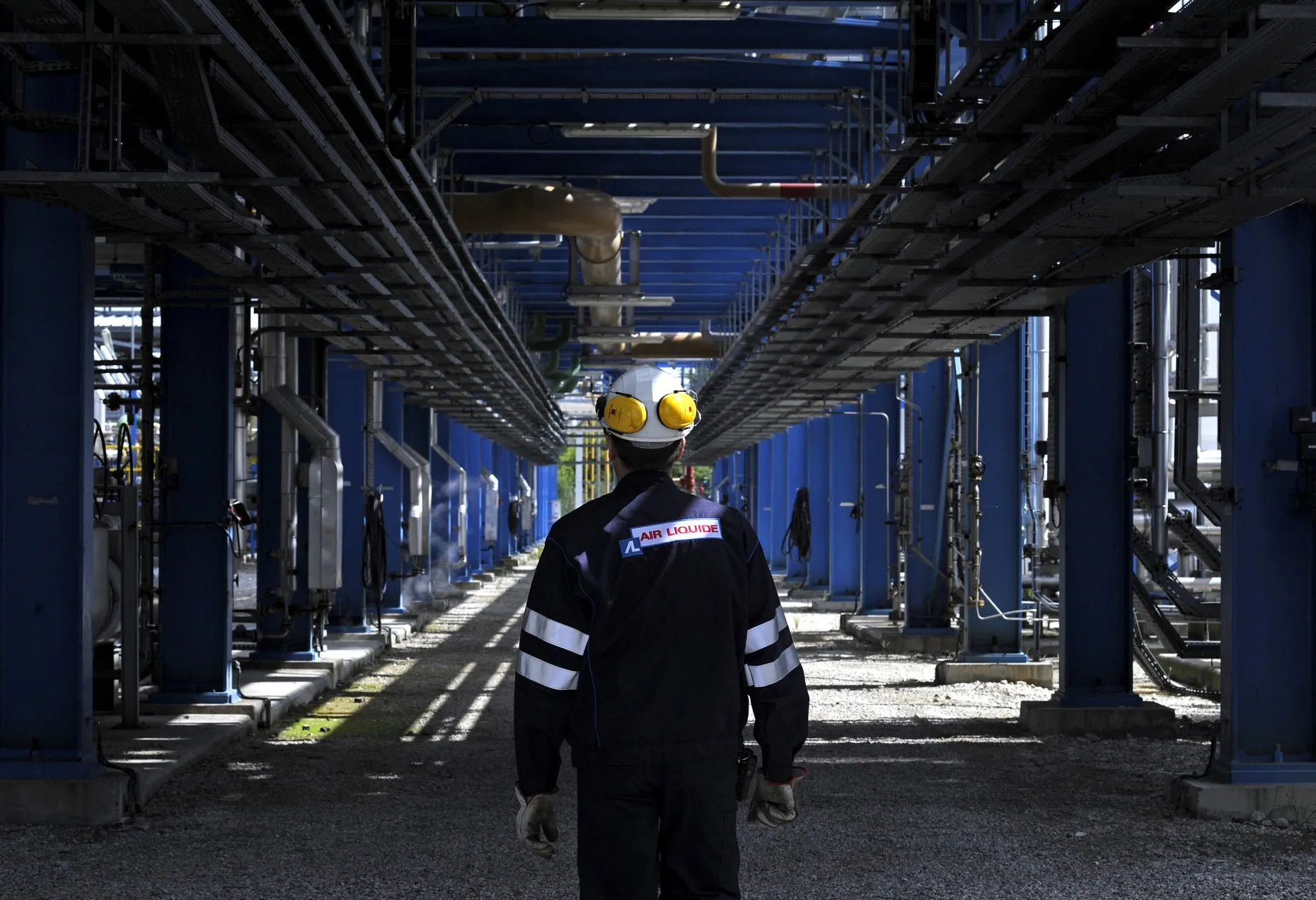 An employee at the Air Liquide hydrogen plant in Port Jerome, France.