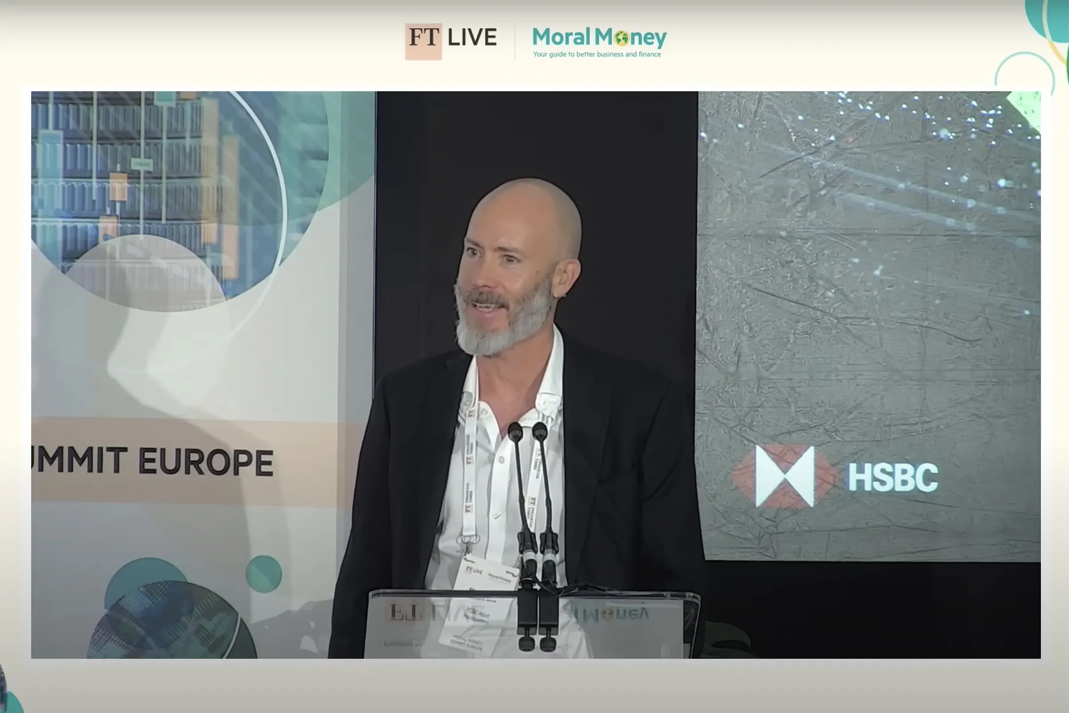 Stuart Kirk speaks at the&nbsp;FT Live Moral Money Summit Europe conference on May 20.