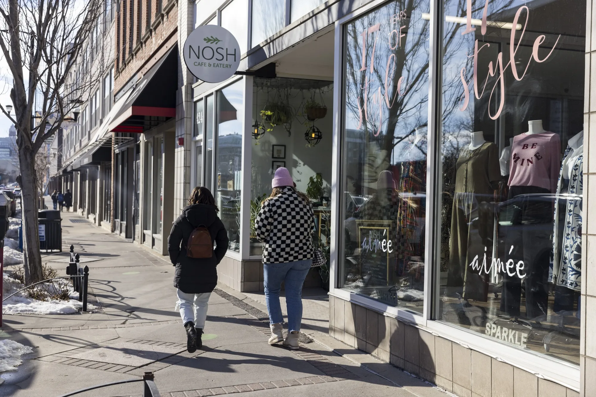 Shoppers in the East Village neighborhood of Des Moines, Iowa.
