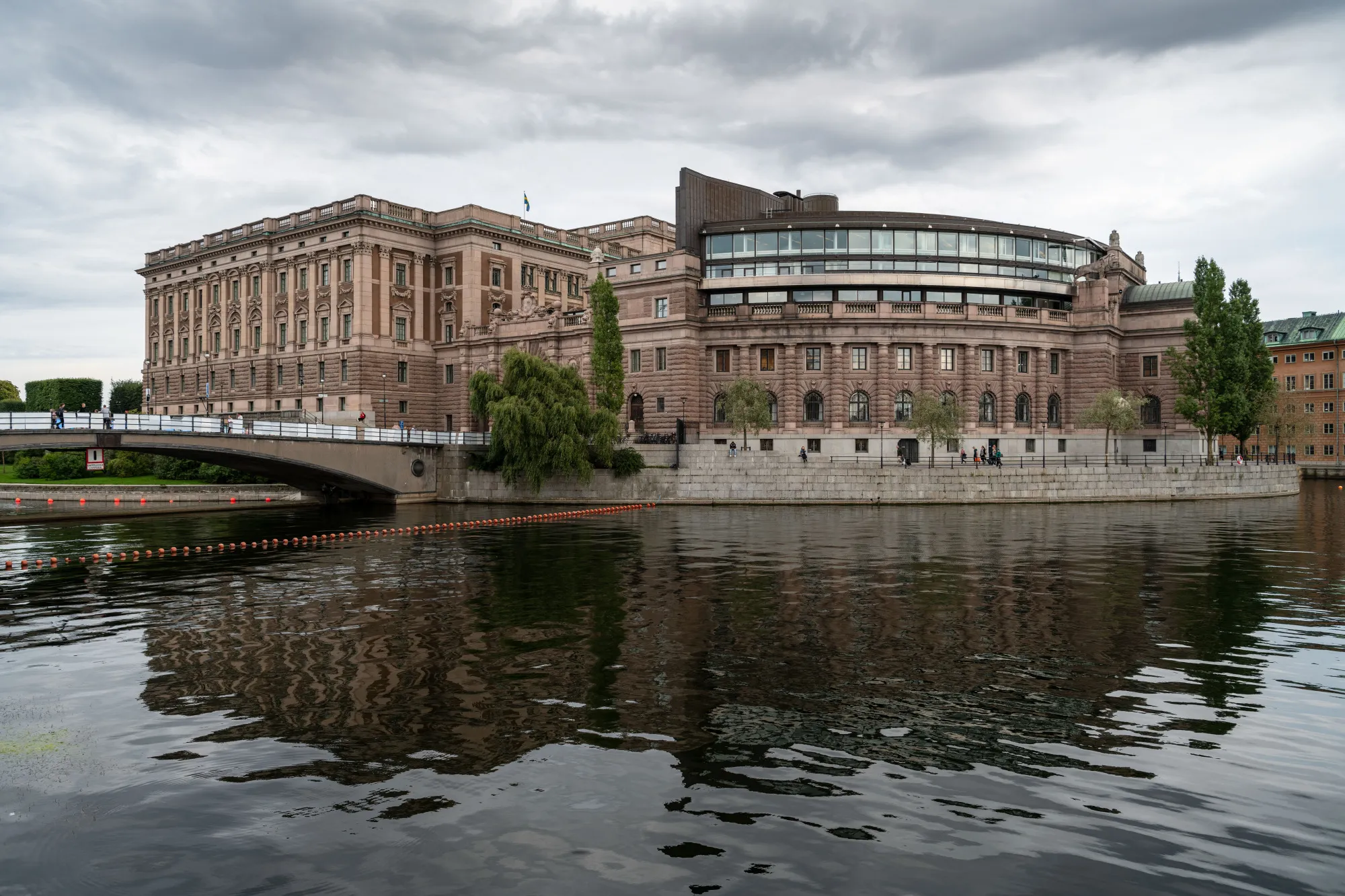 The Riksdag building of the Swedish Parliament stands in Stockholm, Sweden.
