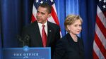 President-elect Barack Obama and Senator Hillary Clinton (R) (D-NY), leave a press conference after she was named his choice for secretary of state at the Hilton Hotel December 01, 2008 in Chicago, Illinois.
