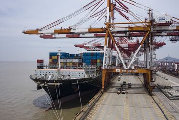 Views of the Yangshan Container Port Ahead of China Trade Figures
