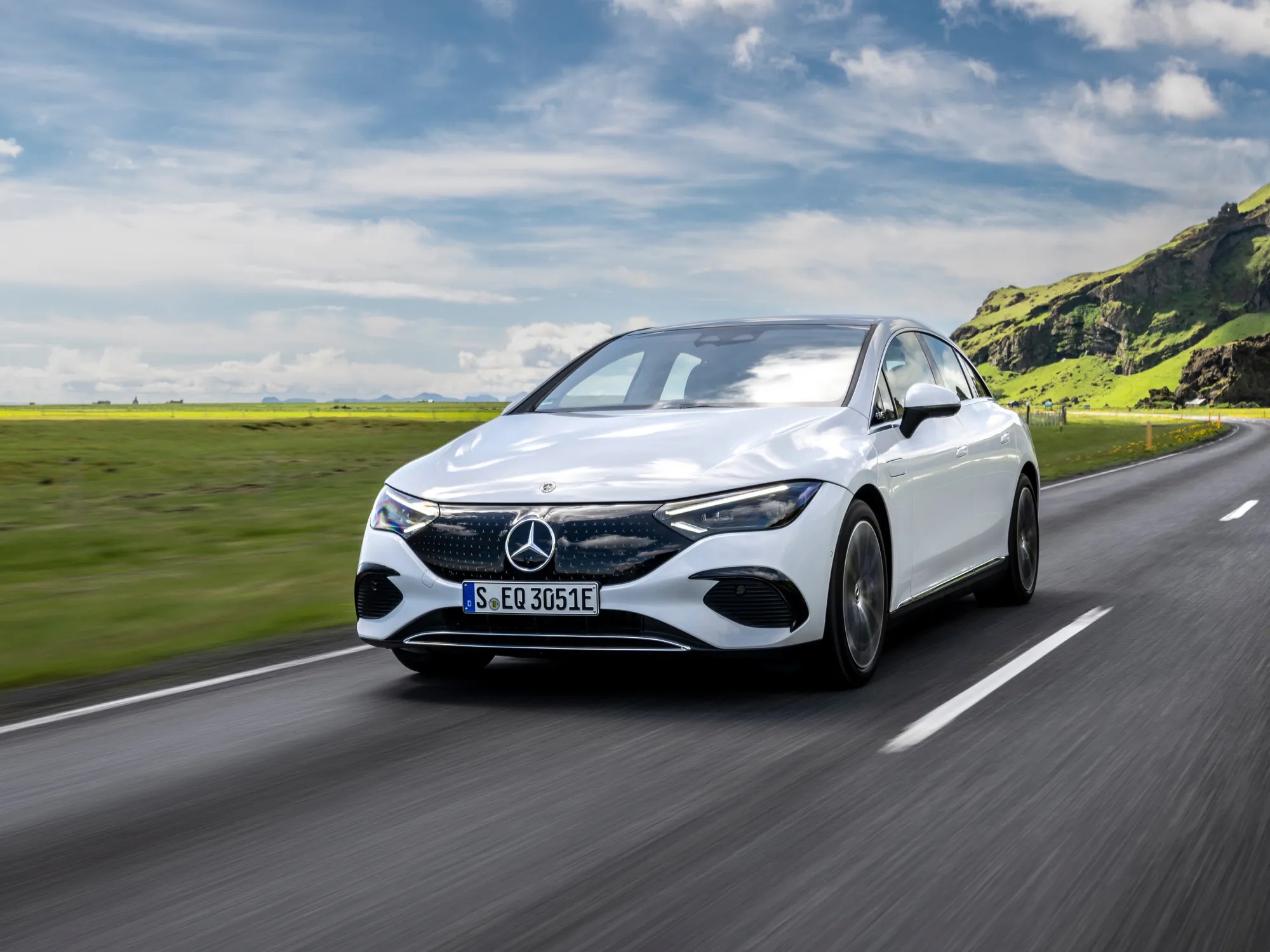 The Mercedes EQE electric sedan.