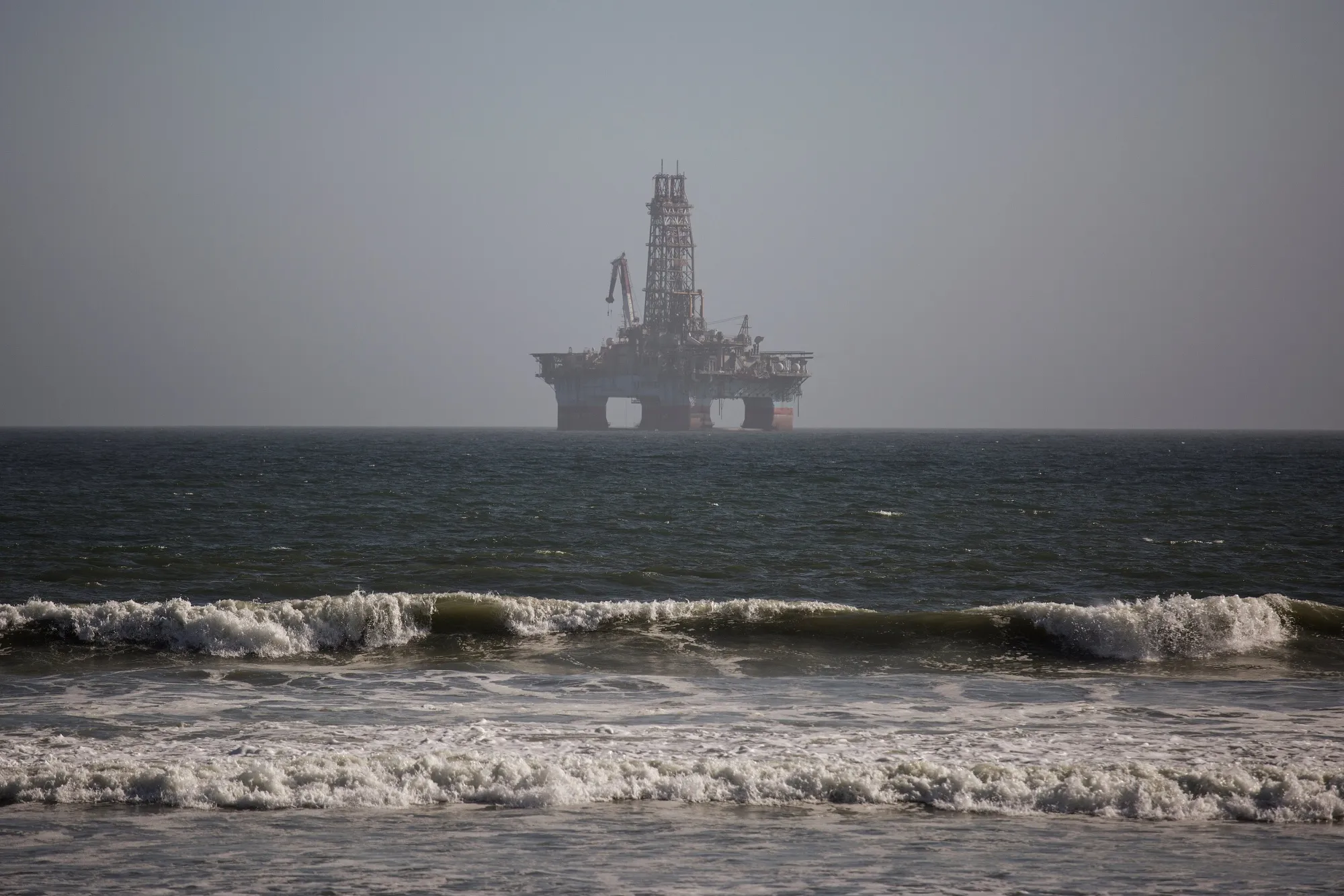 An oil and gas drilling rig outside Walvis Bay, Namibia.&nbsp;