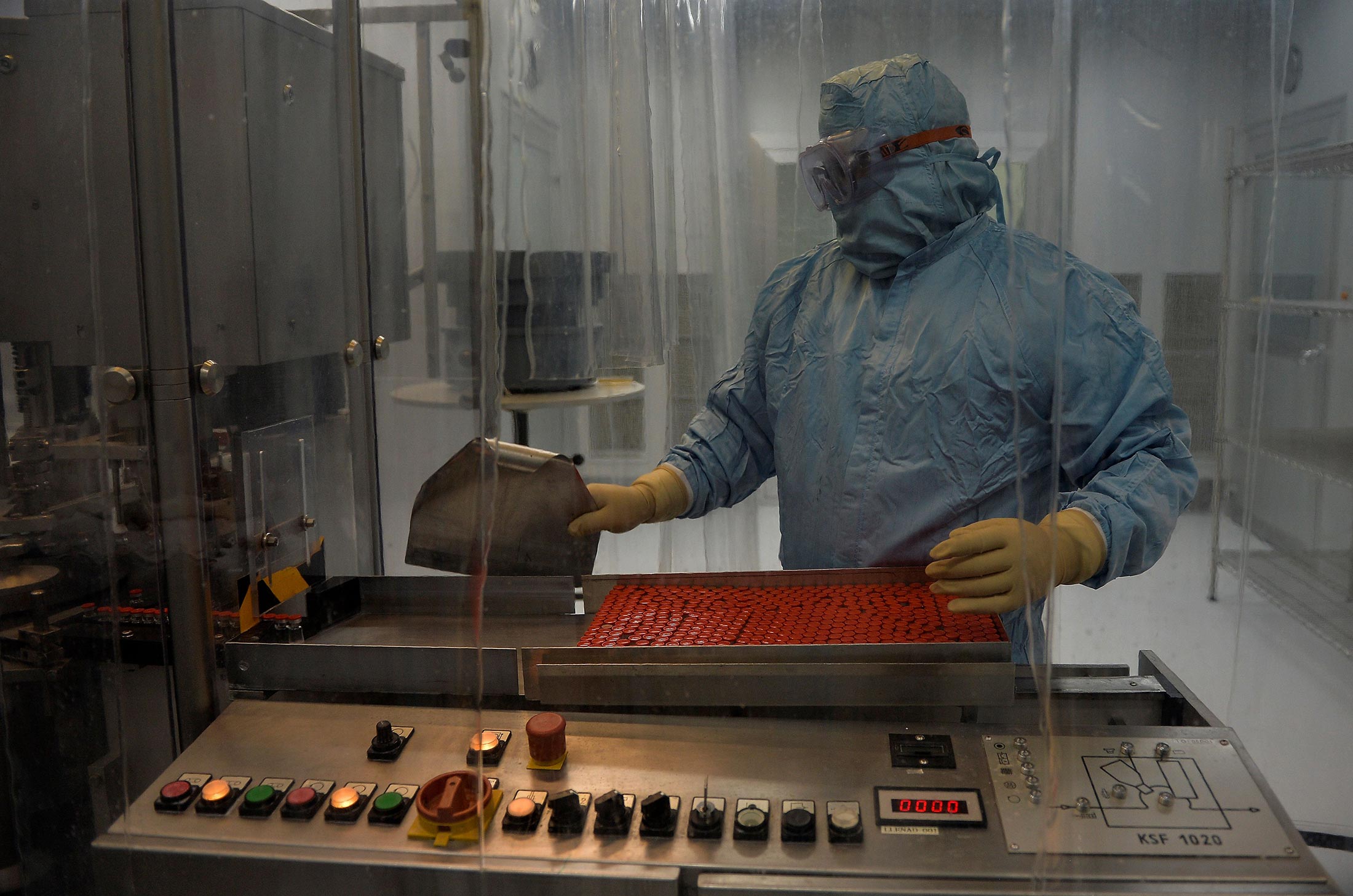 A technician works at the Finlay Institute of Vaccines in Havana on Jan. 20, 2021.
&nbsp;