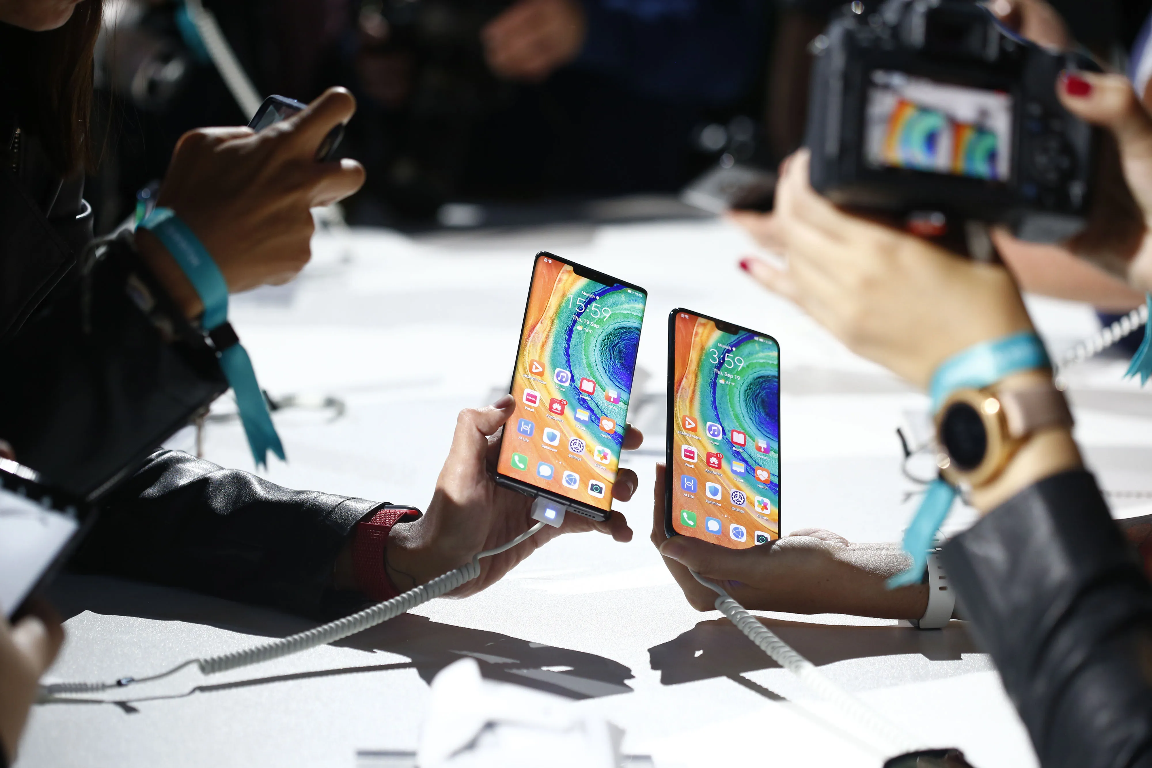 The new Huawei Mate 30 5G smartphone is unveiled in Muncih on Sept. 19.