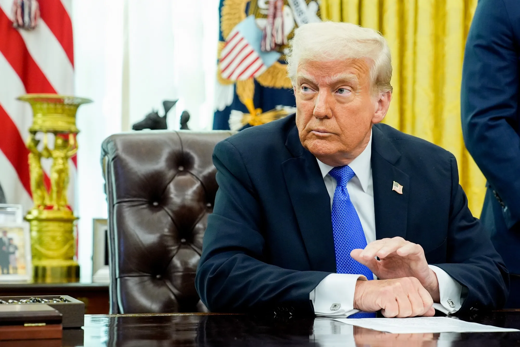 Donald Trump in the Oval Office of the White House in Washington, DC, on March 21.