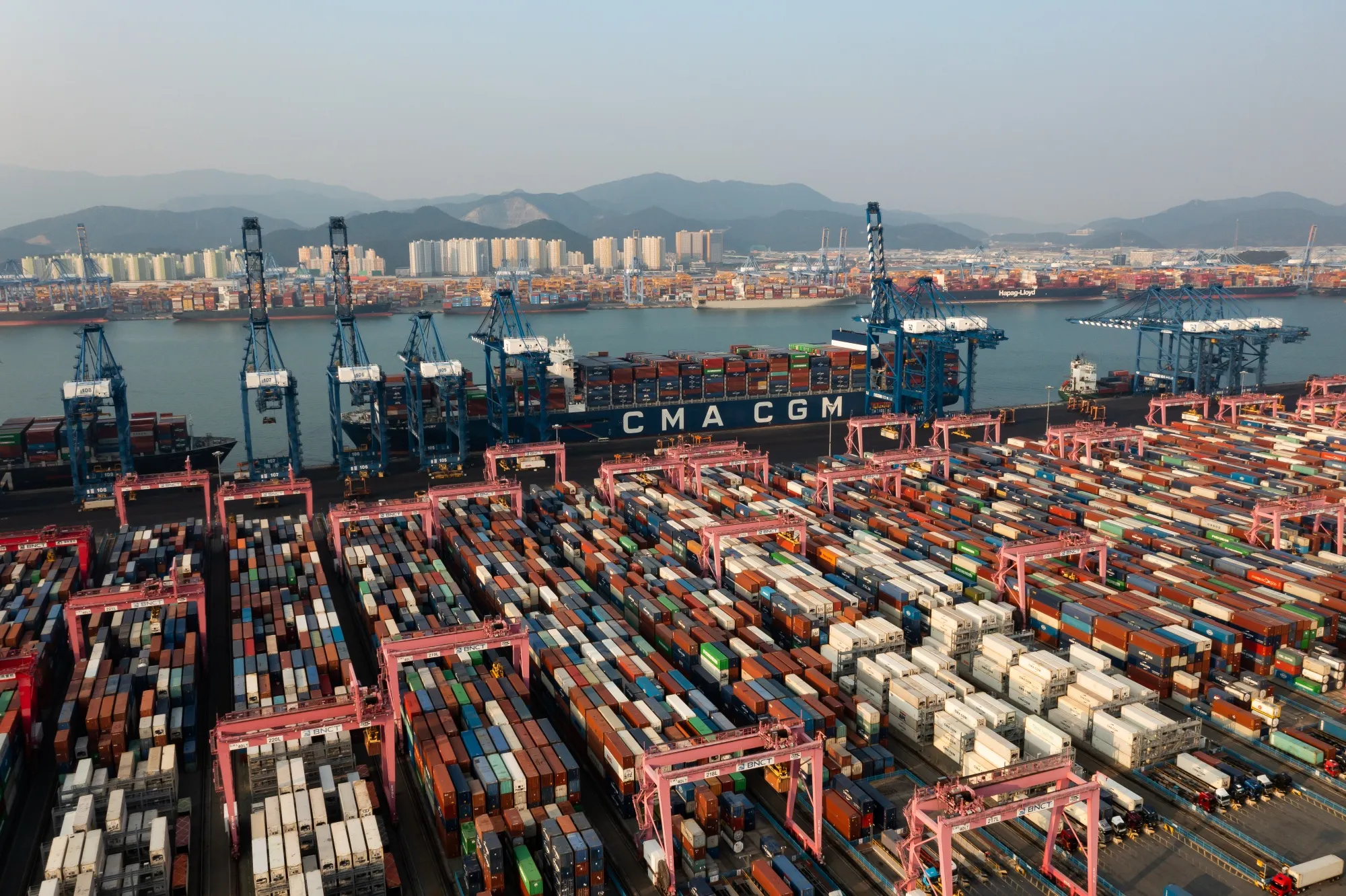 Activities at Busan New Port Ahead of Trade Figures