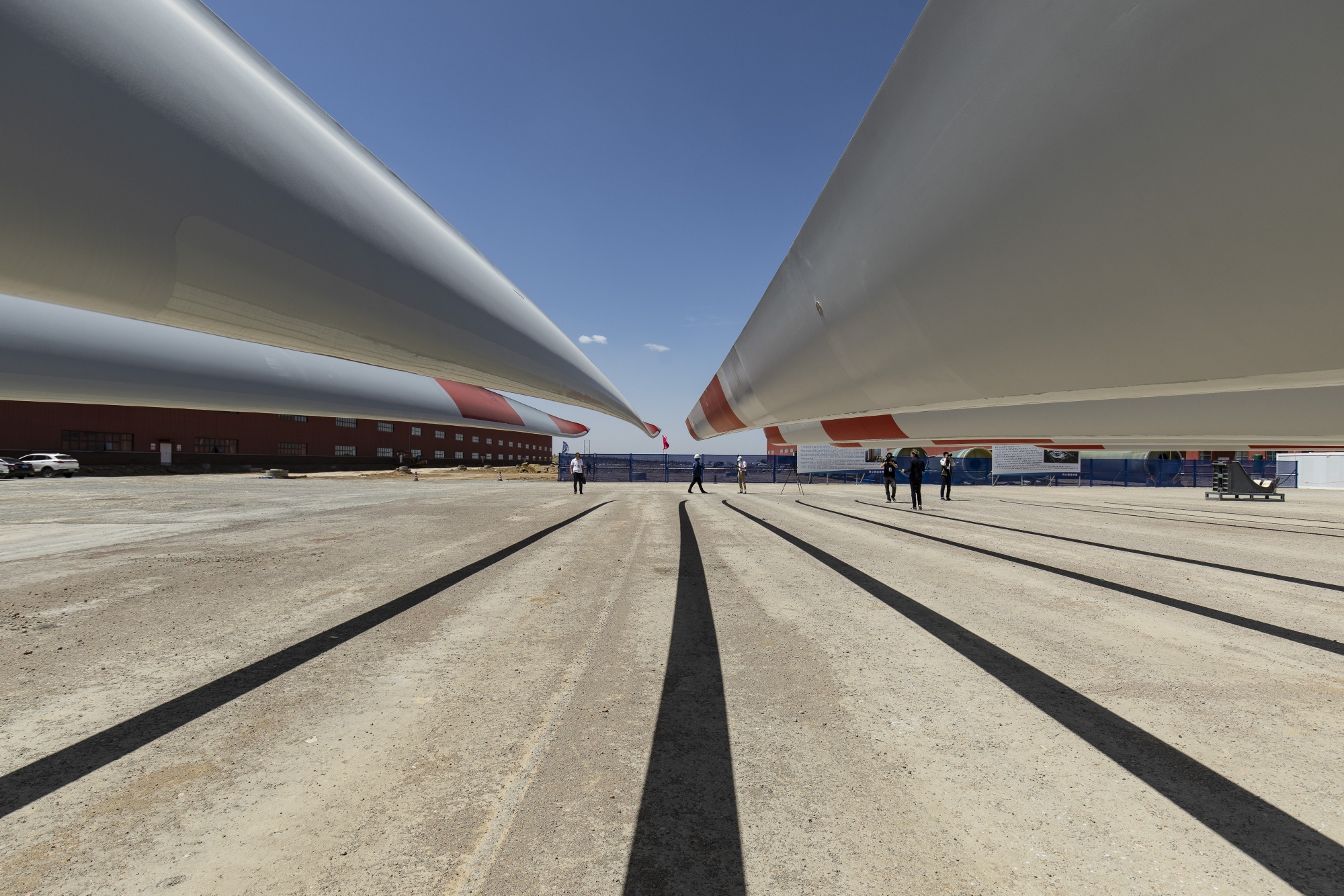 Wind turbine blades at a Ming Yang Smart Energy Group Ltd. plant in Baotou, Inner Mongolia.
