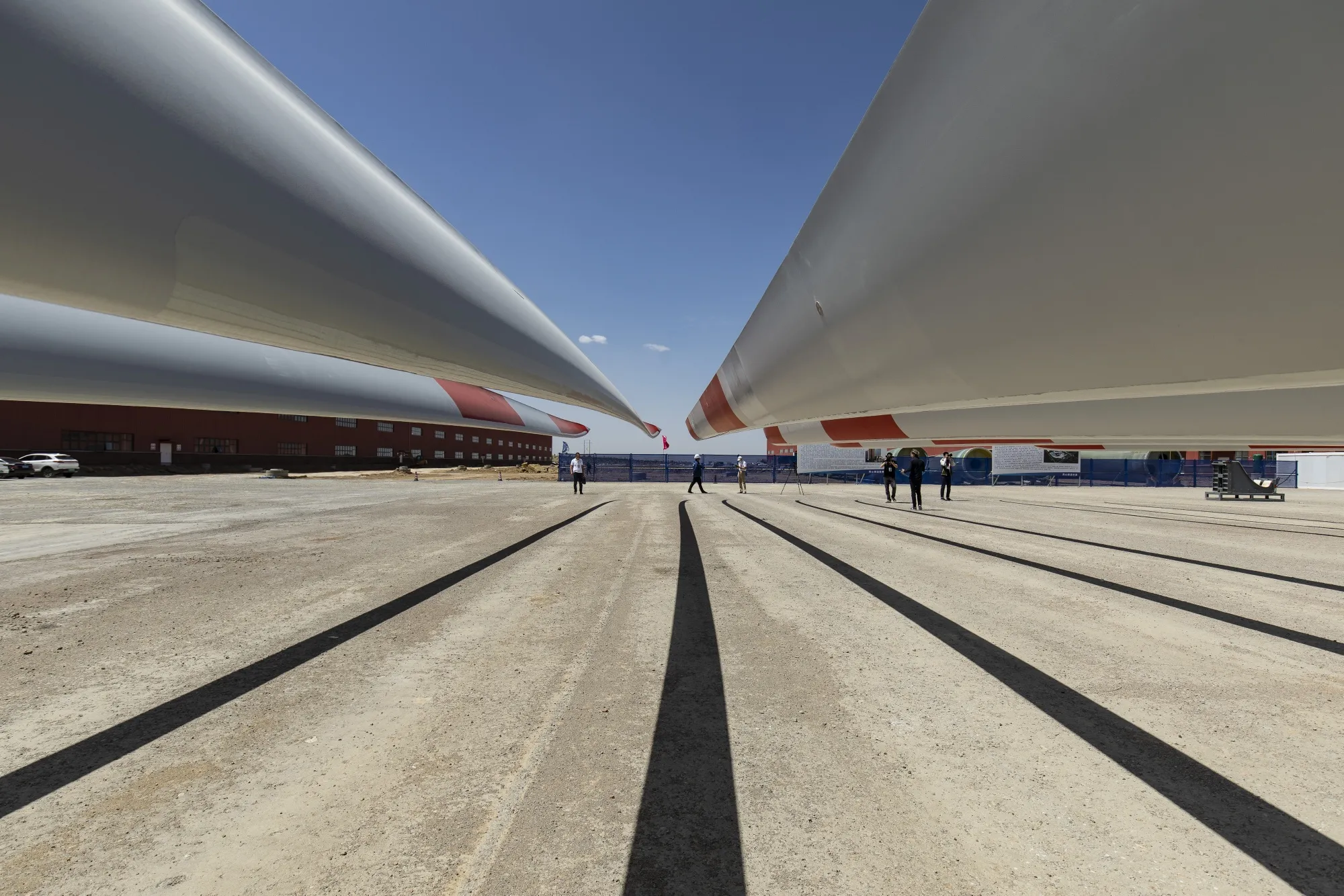 Wind turbine blades at a Ming Yang Smart Energy Group Ltd. plant in Baotou, Inner Mongolia.