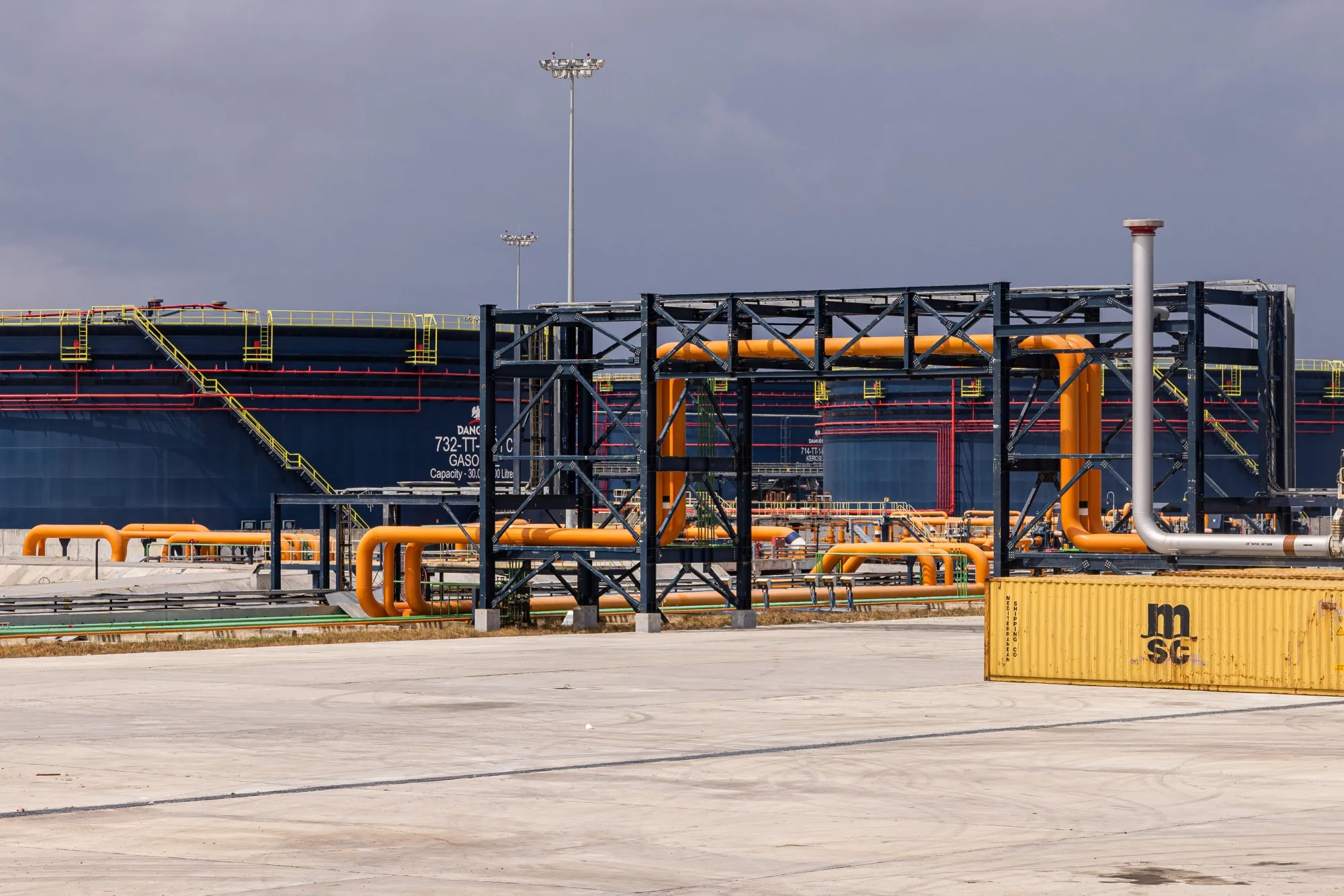 Gasoline storage tanks at Dangote Industries Ltd. oil refinery and fertilizer plant in Lagos, Nigeria.