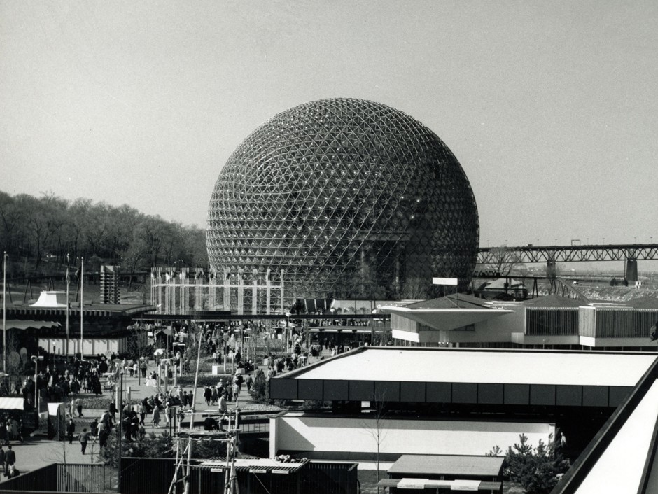 Buckminster Fuller's Biosphere as it appeared during Montreal's Expo 67. 