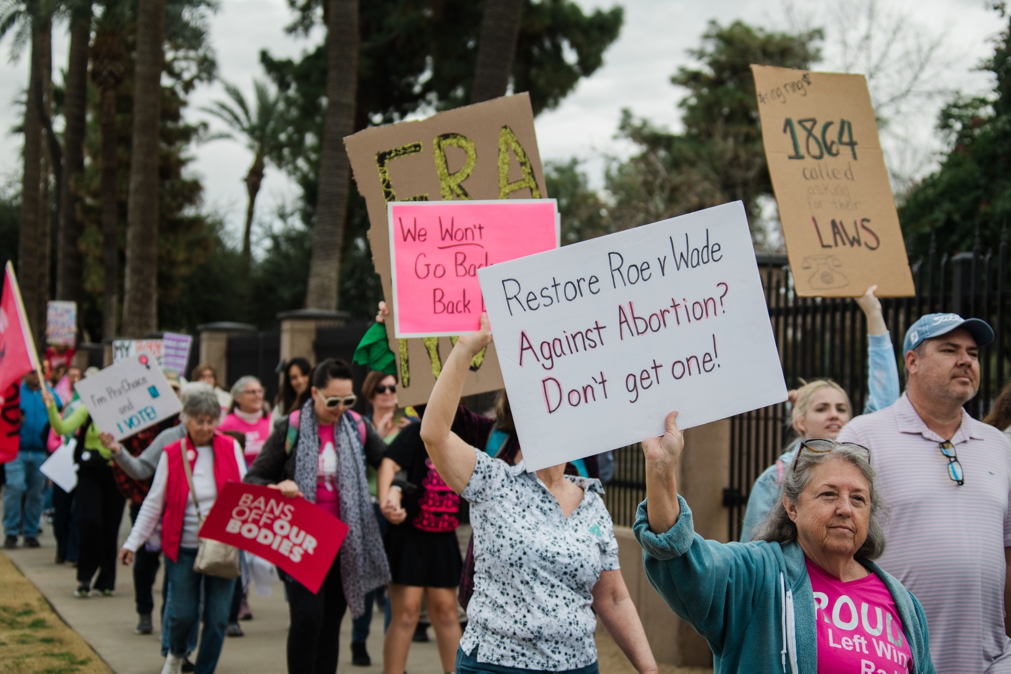 Demonstrators in Phoenix on Jan. 20.&nbsp;&nbsp;Reproductive rights advocates are currently collecting signatures for a November ballot measure to enshrine abortion rights in the Arizona Constitution.
