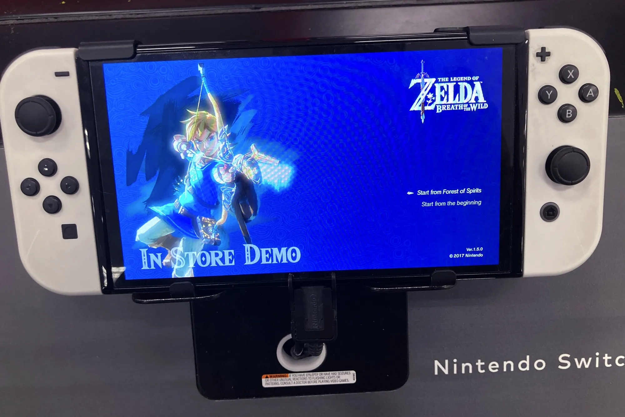 A Nintendo Switch console is seen at a retail store in Buffalo Grove, Ill., Thursday, Feb. 9, 2022. Nintendo is developing a live-action film based on its hit video game "The Legend of Zelda," the Japanese maker behind the Super Mario franchise said Wednesday, Nov. 8, 2023. (AP Photo/Nam Y. Huh, File)