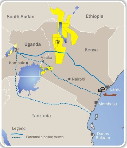 Proposed East African Pipelines. Source Tullow Oil