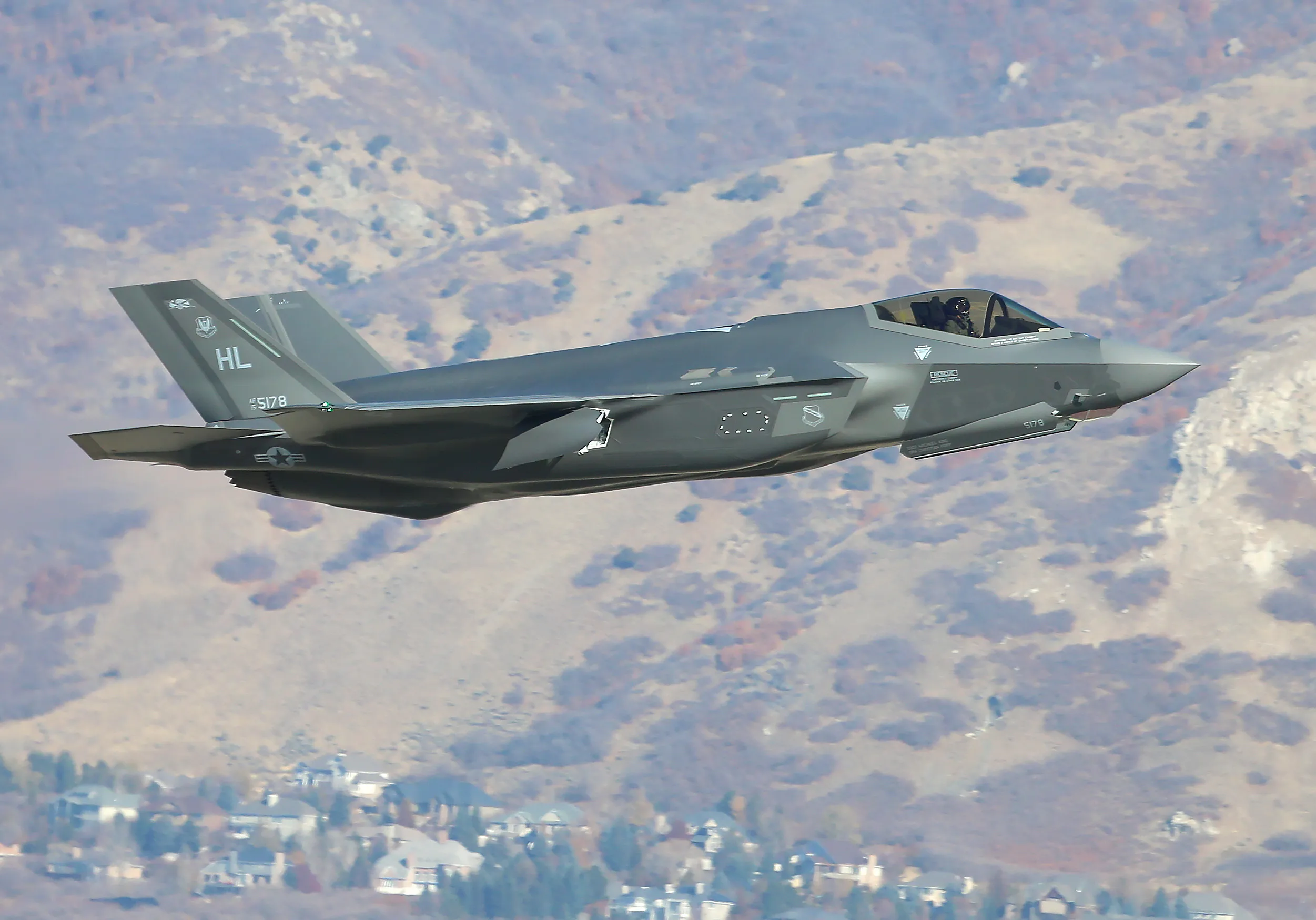 An F-35A fighter jet.